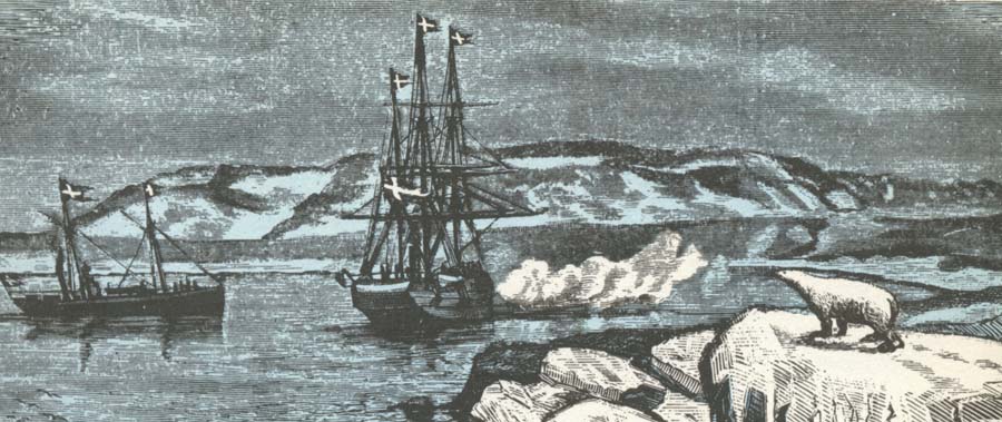 Nordenskiolds vessel Vega give salute the double Asia northernmost udde Kap Tjeljuskin in august 1878